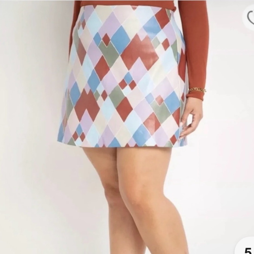 NWT Eloquii Multicolor Mini Skirt - Faux Leather - Sz 14